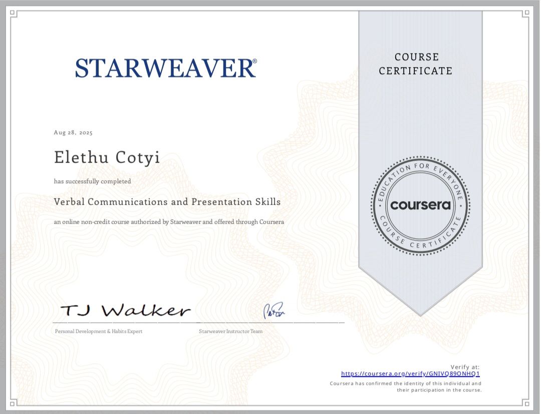 Verbal Communications Certificate